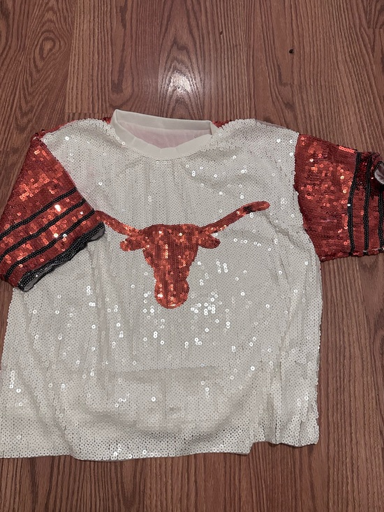 Tops - Texas Sequined Longhorn CropTop One Size